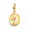 Flat Round 304 Stainless Steel Rhinestone Pendants Decoration, with Lobster Claw Clasps, Ion Plating(IP), Real 14K Gold Plated, Rose, 18.5x13.5x3mm