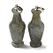 Natural Labradorite 3D Pendants, Vase Shape Charms with Platinum Tone Brass Snap on Bails, 43x16mm, Hole: 6x4mm