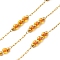 Handmade 304 Stainless Steel & Glass Beaded Chains, Soldered, with 316 Stainless Steel Cable Chain & Spool, Ion Plating(IP), Orange, Links: 13x3mm and 5x3mm