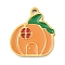 Halloween 304 Stainless Steel Enamel Pendants, Golden, Pumpkin, 14.5x13x1mm, Hole: 1.2mm