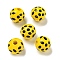 Printed Wood European Beads, Round with Dot Pattern, Gold, 15.5~16mm, Hole: 4~4.5mm