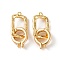 Brass Fold Over Clasps, Rectangle, Real 18K Gold Plated, 25mm, Hole: 1.2mm & 1.3mm