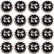 16Pcs Alloy Enamel Shank Buttons, Flat Round with Bowknot, Black, 25x8.5mm, Hole: 2mm