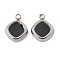Fashion 304 Stainless Steel Enamel Charms, Rhombus, Stainless Steel Color, 14x11x3mm, Hole: 1.8mm