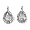 304 Stainless Steel Micro Pave Cubic Zirconia Charms, Teardrop, Stainless Steel Color, 11.5x6.5x3mm, Hole: 1.8mm