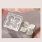 4-Petal Flower Silicone Clear Stamps with Acrylic Blocks, for Scrapbooking Crafts Making, Square, Clear, 35x35x12.5mm
