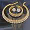 Flat Round Alloy Rhinestone Chain Bracelets & Stud Earrings & Multilayer Chain Necklaces, Golden, 125mm & 55mm