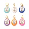 Brass Micro Pave Cubic Zirconia Enamel Charms, with Jump Ring, 
Long-Lasting Plated, Oval, Mixed Color, 14x9x3.5mm, Jump Ring: 5x1mm, Inner Diameter:  3mm