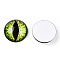 Glass Cabochons, Half Round with Evil Eye, Vertical Pupil, Yellow Green, 20x6.5mm