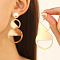 Flat Round Alloy Stud Earrings, Golden, 50mm