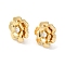 Rack Plating Brass Micro Pave Clear Cubic Zirconia Stud Earrings, Long-Lasting Plated, Lead Free & Cadmium Free, Flower, Golden, 19.5x19.5mm