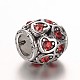 Antique Silver Plated Alloy Rhinestone European Large Hole Beads CPDL-M014-06-3