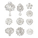 Biyun 10 pièces 10 styles fleur & coeur & larme cristal strass broches ensemble JEWB-BY0001-04-1