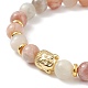 Bracelet extensible perlé multi-pierres de lune naturelles et tête de bouddha en alliage BJEW-JB08913-02-2