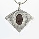Fan Shaped Platinum Plated Alloy Lava Rock Stone Pendants G-M047-01-3