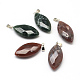 Faceted Horse Eye Natural & Synthetic Mixed Stone Pendants with Platinum Tone Brass Findings G-R316-M-2