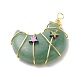 Natural Green Aventurine Copper Wire Wrapped Pendants PALLOY-JF01639-01-3