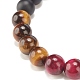 Set di 4 braccialetti elasticizzati con perline rotonde in 4 colori di occhio di tigre naturale e agata nera (tinta). BJEW-JB08086-6