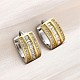 Латунные серьги-кольца из прозрачного кубического циркония EJEW-H158-18B-GP-1