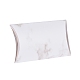 紙枕ボックス  ギフトキャンディー梱包箱  クリアウィンドウ付き  大理石のテクスチャ模様  ホワイト  12.5x8x2.2cm CON-G007-03A-04-4