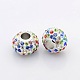 Large Hole Platinum Plated Brass Pave Polymer Clay Grade A Rhinestone European Beads CPDL-O003-M-2