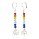 Natural Malaysia Jade with Alloy Elephant Long Dangle Leverback Earrings EJEW-JE04910-05-2