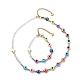 Bracelet et collier en perles de mauvais œil en cristal de quartz naturel et résine SJEW-JS01253-1
