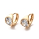 Серьги-кольца из латуни с микропаве из светлого золота и циркония EJEW-C073-09A-KCG-1