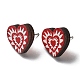 Pendientes de madera con estampado temático del día de San Valentín para mujer EJEW-B029-01-1