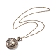 Valentines Gifts Mixed Alloy Flat Round Pendant Necklace Pocket Watch WACH-N012-M-2