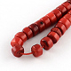 Flat Round Dyed Natural Red Coral Bead Strands CORA-Q022-01A-2