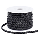 PH PandaHall 10.9 Yard Braided Leather Strip 5mm 3 Ply Hand Braided Cord Black Bolo PU Leather Cord Flat Folded Leather Cord forMen Women Bracelet Necklace Bolo Tie Belt DIY Craft Making LC-PH0001-07B-1