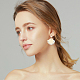 ANATTASOUL 2 Pairs 2 Color Resin Shell Shape Dangle Stud Earrings with Imitation Pearl Beaded EJEW-AN0002-62-5