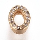 Golden Plated Brass Micro Pave Cubic Zirconia Slide Charms ZIRC-L075-61O-G-1