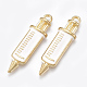 合金ペンダント  カドミウムフリー＆鉛フリー  エナメル  注射器の形状  ライトゴールド  乳白色  30x8x2.5mm  穴：1.5mm ENAM-S115-057-1