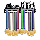 Ph pandahall porta medaglie latino porta medaglie display 3 linea porta medaglie premio sportivo nastro allegria supporto a parete struttura in ferro per oltre 50 medaglie 40x15 cm/15.7x5.9 pollici ODIS-WH0021-356-1