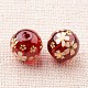 Flower Picture Printed Glass Round Beads GLAA-J089-12mm-A03-2