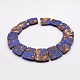 Assembled Synthetic Bronzite and Lapis Lazuli Graduated Beads Strands G-P296-E01-3