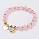 Bracelets extensibles avec perles en quartz rose naturel BJEW-I261-01C-1