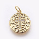 Brass Micro Pave Cubic Zirconia Charms ZIRC-E152-19G-RS-1