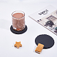 SUPERFINDINGS 2Pcs Round Slate Slabstone Cup Mats Bulk Slate Stone Cup Coaster Black Stone Drinks Coasters for Drinks DIY-WH0410-79B-3
