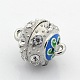 Platinum Plated Round Alloy Grade A Rhinestone Enamel Magnetic Clasps with Loops ENAM-P100-M-3