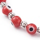 Bracelets extensibles en perles de chalumeau ronds faits à la main BJEW-JB05974-04-2