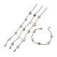 Set di 4 braccialetti a catena a maglie con perline turchesi sintetiche e amazzonite con fiori naturali in stile 4 BJEW-JB09518-1