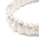 2 pièces 2 bracelets extensibles en perles rondes en pierre naturelle sertis de breloque plume pour femme BJEW-JB07577-5