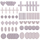 SUNNYCLUE 1 Box 60Pcs 12 Style Blank Stamping Tag Pendants Charms Links with Hole Rectangle Heart Cross Flat Round Rhombus Oval Stainless Steel Links Pendants for Jewelry Making Craft Accessories STAS-SC0001-04P-1