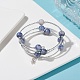 Bracelet jonc enroulé avec perles rondes en jaspe bleu naturel BJEW-TA00034-01-2