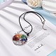 Natural Mixed Gemstone Chips Braided Tree of Life Pendant Necklaces NJEW-JN03886-02-2