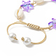 Braccialetto di perline intrecciate con conchiglia di ciprea naturale e stelle marine di vetro da donna BJEW-JB09943-4