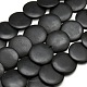 Brins de perles de pierre noires plates rondes naturelles G-P062-42-1